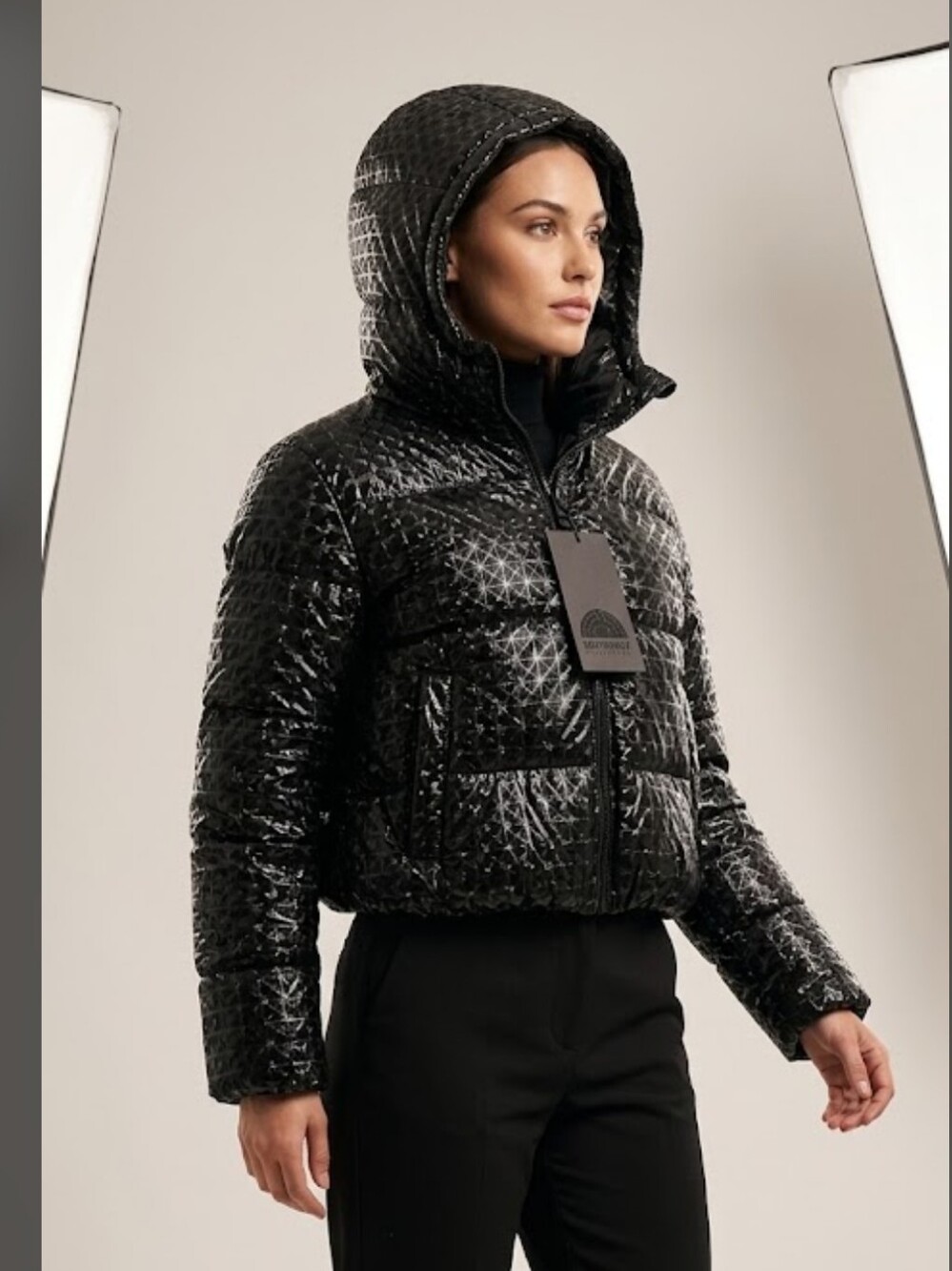 South Pole Black Quilted Hooded Puffer Jacket
